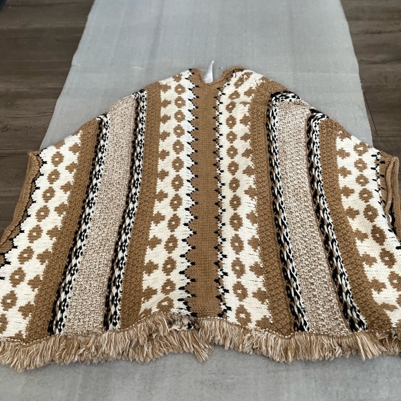 [O/S]Cocogio Chunky Knit Aztec Wool Blend Shawl/Open Cardigan - Made in Italy - Picture 6 of 6